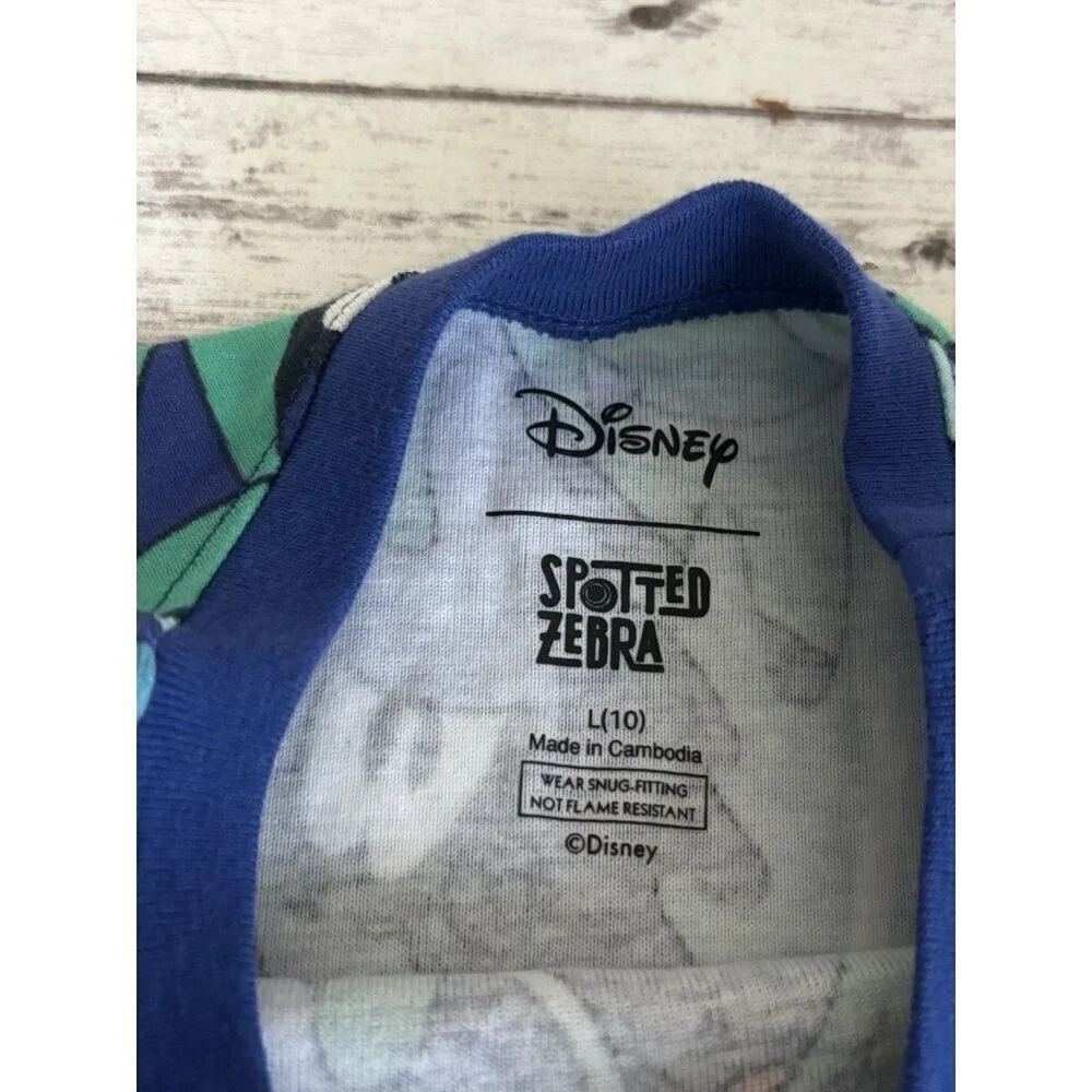 Spotted Zebra Girls Disney Mickey Mouse Blue‎ Green Print 2pc Pajama Set sz 10